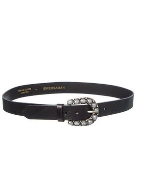 Persaman New York Skylar Leather Belt, Black Made in Italy Sz 90